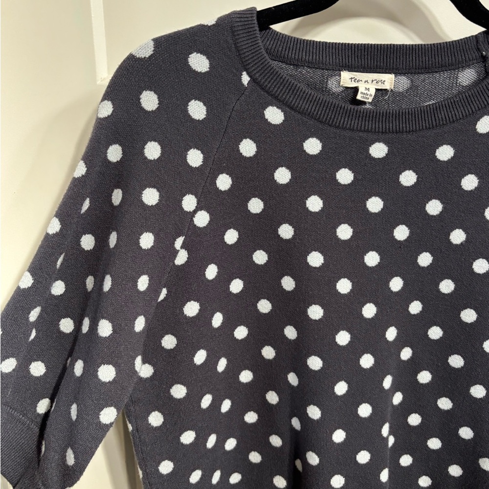 Tea n Rose Charcoal and White Polka Dot Sweater